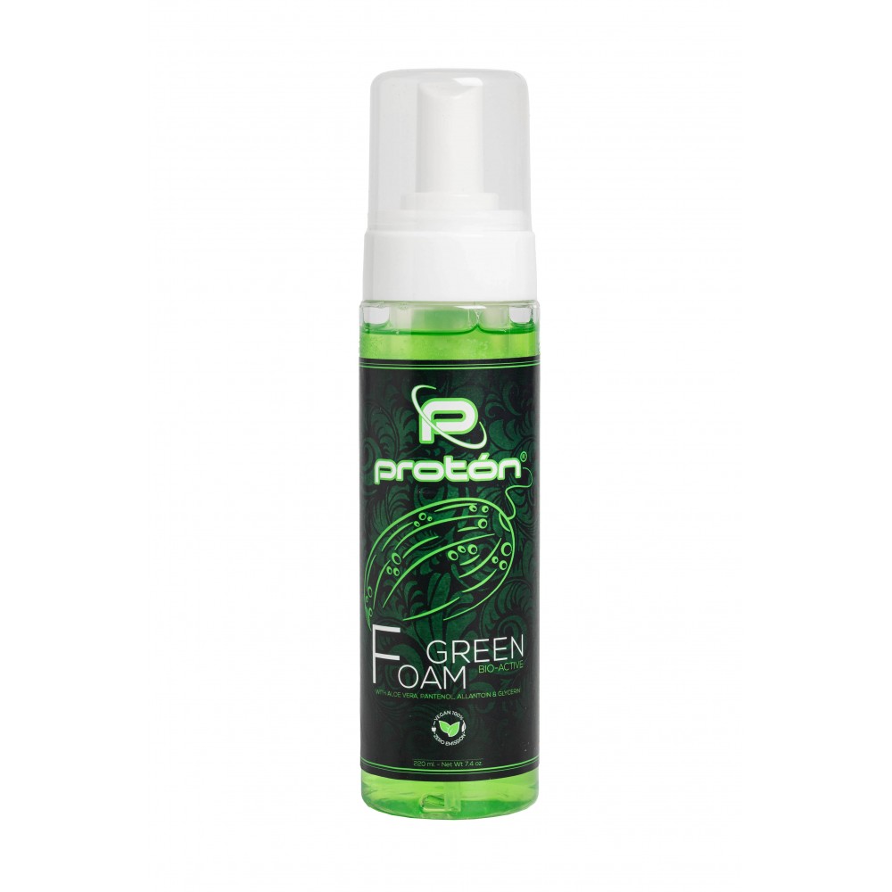 Green Foamer Protón con Pantenol, Alantoina y Aloe Vera - Espuma Limpiadora tatuaje - 220ml / 7.4 Oz.