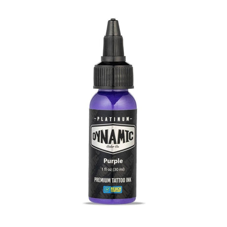 Imagen detallada de Tinta Dynamic Platinum Purple 30 ml en Viking Tattoo Shop, perfecto para tus proyectos de tatuaje.