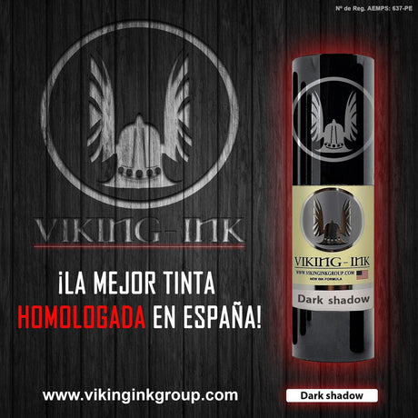 Imagen de Viking-Ink Dark Shadow (Homologada) disponible en Viking Tattoo Shop, insumos de alta calidad para tatuadores.